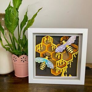 3D Honeycomb Bee Shadowbox
